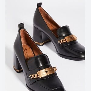 Tory Burch Women's Black Chain 70mm Loafers, Black - Size 7.5